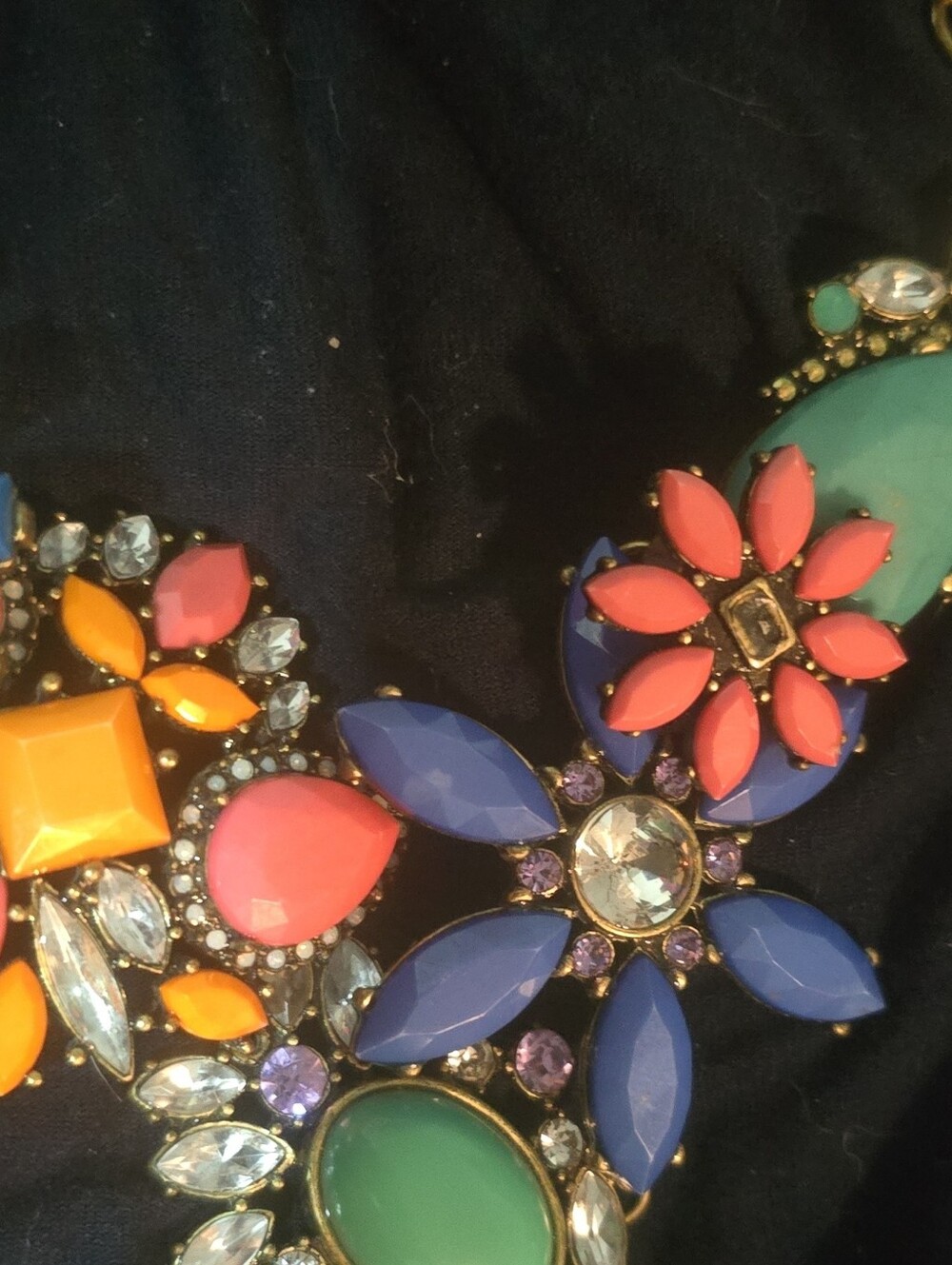 Colorful Statement Floral Bib Necklace - Pink, Blue, Green, Orange